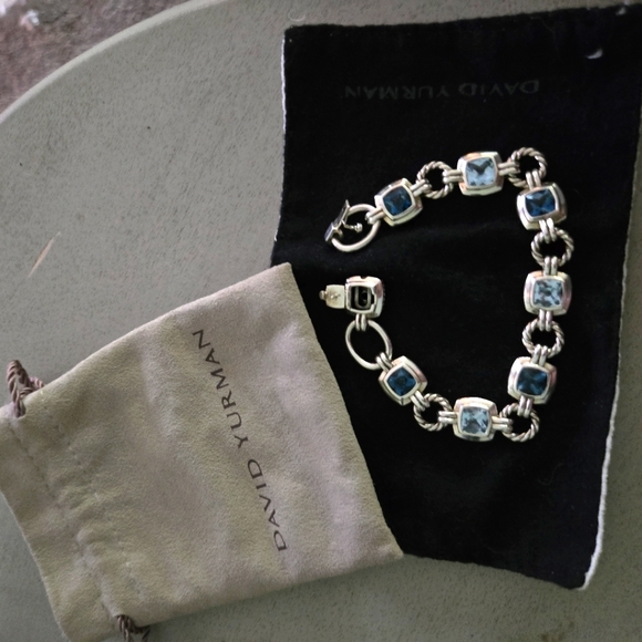 David Yurman Silver Blue Topaz Bracelet Renaissance Collection - Picture 2 of 5